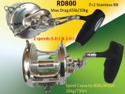 Osprey jigging reels available with large spool capacity up to 1000yrd on a 30lb line